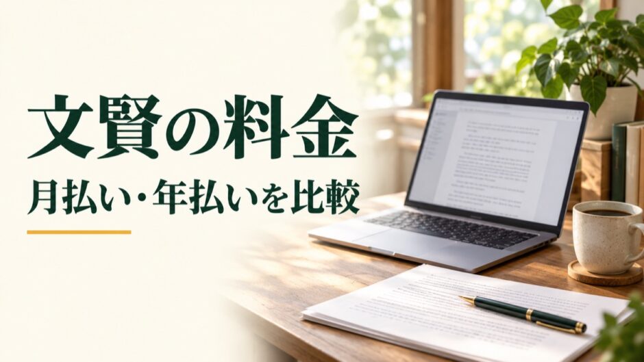 文賢の料金を月払いと年払いで比較する記事のアイキャッチ