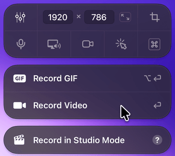 CleanShot X公式の録画メニューにあるRecord GIFとRecord Video
