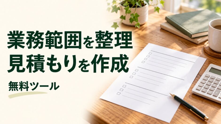 業務範囲を整理し見積もりを作成する無料ツール