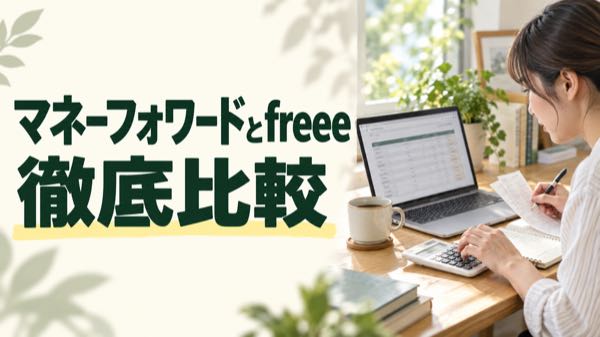 マネーフォワードとfreeeを比較する個人事業主向け記事のアイキャッチ