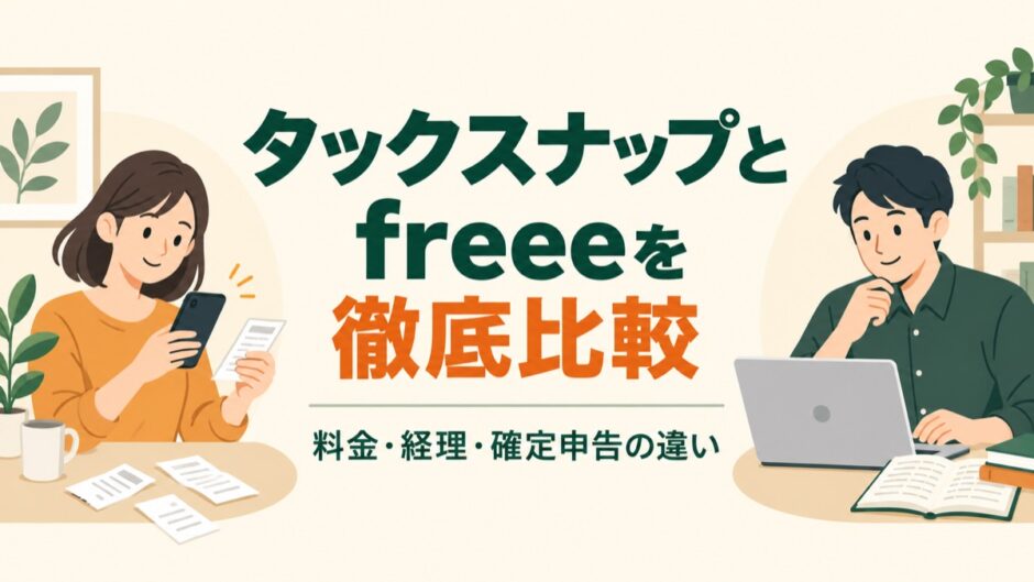 タックスナップとfreeeの料金・経理・確定申告を比較する記事のアイキャッチ