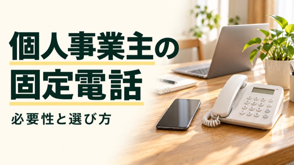 個人事業主の固定電話の必要性と選び方を、スマホと据え置き電話機の写真で紹介するアイキャッチ